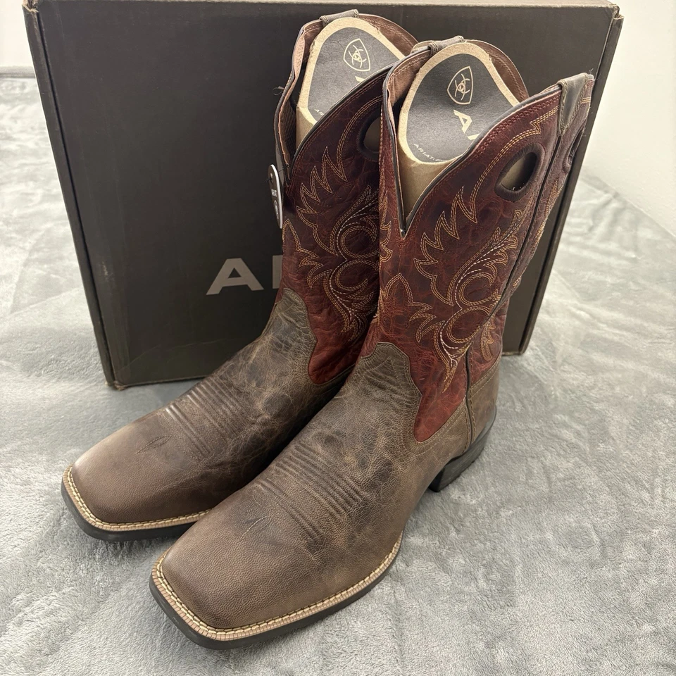 Ariat Sport Radio Cowboy Boots Mens 13D Red Leather Western Festival 10042402