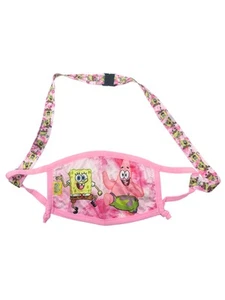 Kinder Mädchen Spongebob Schwammkopf wiederverwendbare Gesichtsmaske rosa mit abnehmbarem Träger - Bild 1 von 4