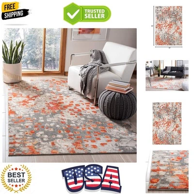 Alfombra Duradera Gris y Naranja 5'3" x 7'6" - Resistente a Manchas para Alto Tráfico Foto 1 de 4