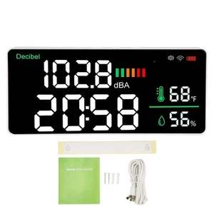 LED Decibel Meter 2.4G WiFi Wall Mounted 11 Inch LED Temperature Humidity Ti MFS - Picture 1 of 12