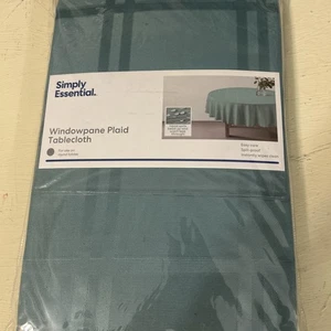 Simply Essential Windowpane Tablecloth – 60” Round – Turquoise Green - Picture 1 of 5