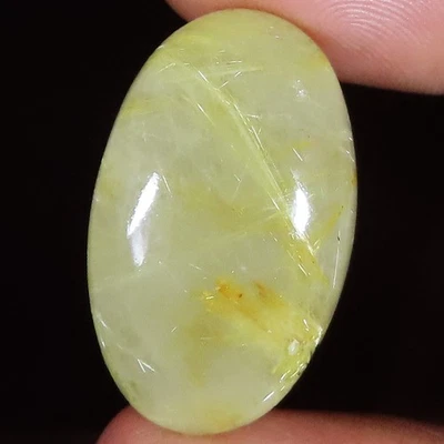 33.15 Cts Natural Rutile Quartz Oval Cabochon Loose Gemstone 17x27x7 mm HJ291 - Image 1 of 4