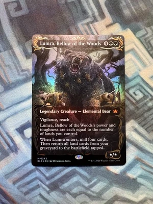 MTG Borderless Raised Foil Lumra, Bellow of the Woods NM Unplayed Bloomburrow - Image 1 of 4