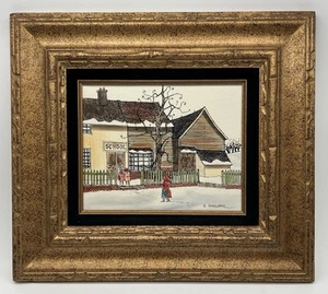 H. Hargrove Framed Serigraph Oil Painting On Canvas School Scene - Picture 1 of 11