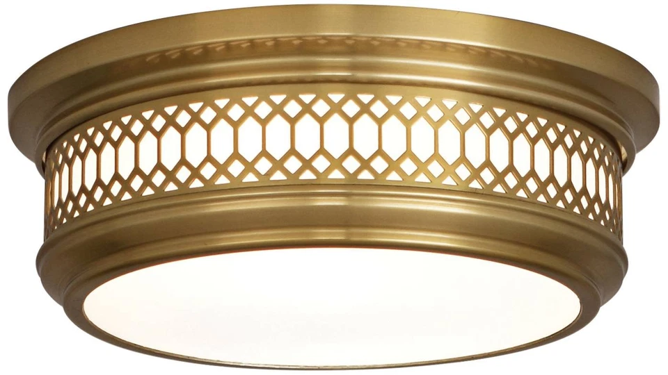 Lámpara de techo antigua de latón Tucker de 10 3/4" de ancho Foto 1 de 1