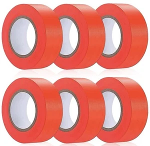 6-Pack Marking Tape Rolls – Orange 1" x 600ft Flagging Ribbon for Outdoor Use - Picture 1 of 7