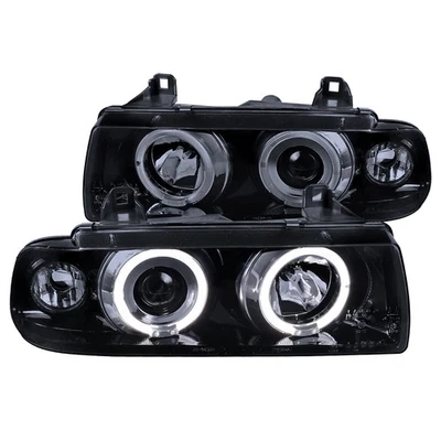 Faros proyectores halo dobles negros brillantes de 2/4 puertas para BMW E36 serie 3 Foto 1 de 4
