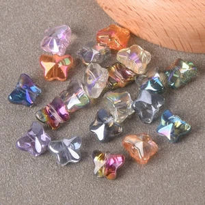 Glossy Butterfly Shape 10mm 14mm Colorful Plated Crystal Glass Loose Beads Lot - Picture 1 of 21