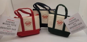 3 Pack Trader Joe's Canvas Micro Tote with Grocery Bag Green Red Blue NWT - Picture 1 of 4