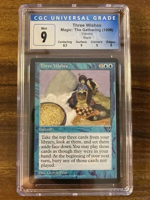 MTG✨THREE WISHES✨Visions CGC 9 MINT RARE Instant 1996 RESERVE LIST G. Pratt Art - Image 1 of 4