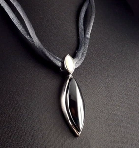 Anhänger Silber 925 Hämatit + Stoffband - wunderschön glänzend - Bild 1 von 8