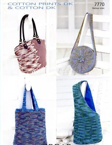 Taschen in Baumwolle DK - Sirdar STRICKMUSTER #7770 - 4 Geldbeutel/Handtaschenoptionen - Bild 1 von 2