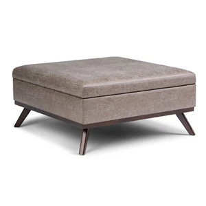 Owen 36 inch Wide Mid Century Modern Square Coffee Table Storage Ottoman in Dist - Picture 1 of 3