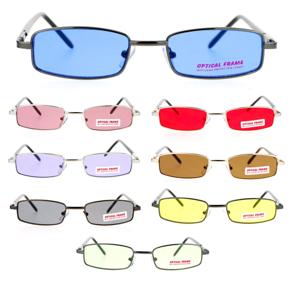 SA106 Snug Fit Small Mens Rectangular Metal Rim Classic Color Lens Sunglasses - Image 1 of 1