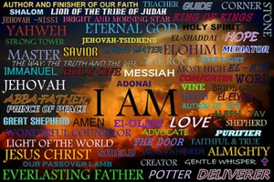 AMAZING print picture NAMES OF GOD 6-3/4" x 10" ready to be framed I AM L@@K - Picture 1 of 2