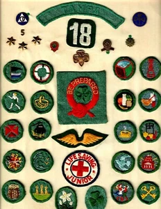 Pfadfinderinnen Tampa 35+ Pins Abzeichen Patches 1960er lebensrettende Junior vorbereitet sein - Bild 1 von 2