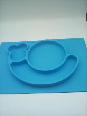 Mantel individual de silicona para niños pequeños con forma de caracol para bebés trona/mesa azul infantil Foto 1 de 4