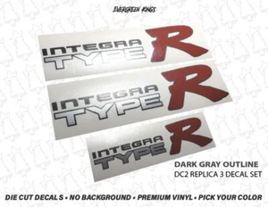 94-01 Integra Type R DC2 Decal Badge Emblem Set - DARK GRAY OUTLINE - JDM DB8 DA - Picture 1 of 4