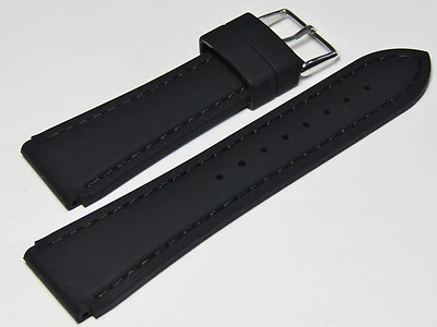 20mm Hadley-Roma MS3346 Black Silicone Rubber Waterproof Dive Watch Band Strap - Image 1 of 3