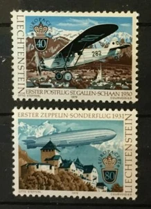 Zeppelin Mail Plane Europa mnh set 2 stamps 1979 Liechtenstein #663-4 dirigible - Picture 1 of 1