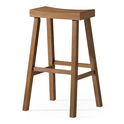 Maven Lane Wooden Rustic Aesthetic Kitchen Bar Stool, Antiqued Finish (Used) - Image 1 of 4