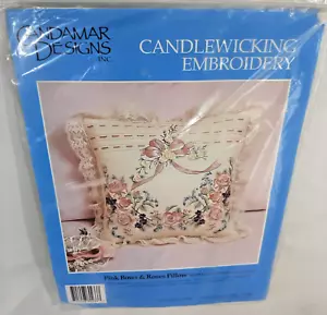 Vtg Candamar Designs Candlewicking Embroidery Pillow Making Kit Sealed Unopened - Picture 1 of 14