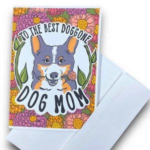 Tarjeta galesa Corgi del Día de la Madre hecha a mano perro mamá regalo - negra tricolor - Imagen 1 de 3