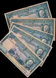 Set 5 pezzi Angola 1000 Escudos 1970 P. 98 in F a F- - Foto 1 di 2