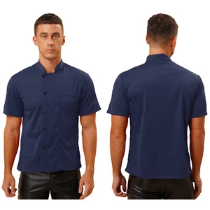 Mens Chef Restaurant Jacket Tops Uniform Utility Cooking Work Coat Kitchen - Picture 1 of 58