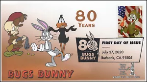 20-213, 2020, SC 5503, Bugs Bunny, First Day Cover, Pictorial Postmark, 80th Ann - Picture 1 of 1