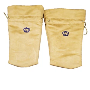 Crown Royal Bolso Botella Grande Gamuza Tostado con Cordón Dorado 11" Paquete de 2 - Imagen 1 de 4