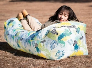 [2023 Portable Inflatable Lounger Air Sofa(Durable and Waterproof)-Green Leaves - Picture 1 of 5