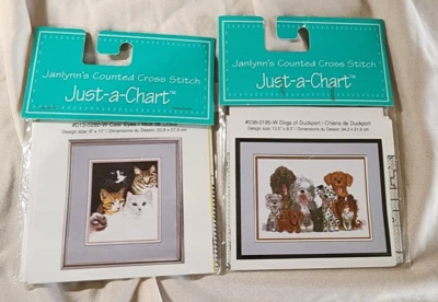 Janlynn's Just a Chart Dogs & Cats Counted Cross Stitch Patterns New Lot of 2 - Image 1 of 4
