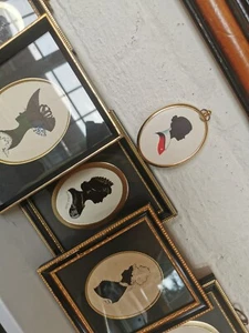 6 Vintage Cameos/Silhouettes Framed Portraits Gallery Wall Set - Picture 1 of 21