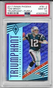 2017 PANINI PHOENIX TRIUMPHANT PURPLE #TB-2 TOM BRADY PSA 10 GEM MINT #rd 62/75 - Picture 1 of 2