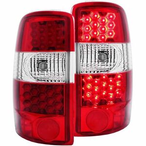 FOR CHEVY TAHOE/SUBURBAN/GMC DENALI 00-06 LED TAIL LIGHTS CLEAR LENS RED HOUSING