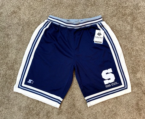 PENN STATE NITTANY LIONS STARTER Shorts w/ pockets  BLUE & OFF WHITE SMALL Cover