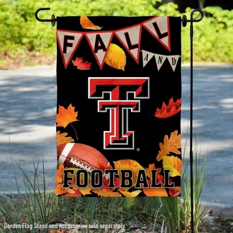 Texas Tech Red Raiders Fall Leaves Football Season Garden Flag and Yard Banner Cover