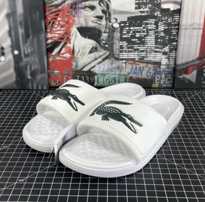 Lacoste Mens Size 11 Croco Dualiste 0922 Slide Open Toe Strap Sandals NEW - Picture 1 of 10