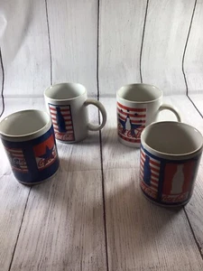 Coca-Cola Coffee Mug Set (4) American Flag Stars & Stripes Collectible Gibson - Picture 1 of 22