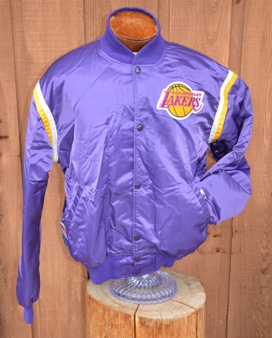 Vtg 90s Los Angeles LAKERS STARTER Jacket Satin Bomber Official Licensed XL Kobe Cover