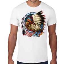 Men's Native American Indian Chief T Shirt Warrior Tshirt Graphic Tee Top S-3X