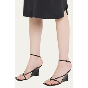 Bottega Veneta Leather Stretch Wedge Sandals Ankle Strap Square Toe 36.5/ US 6.5 - Picture 1 of 10