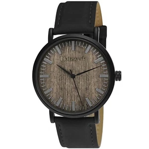 Holzwerk HAMBURG flache Damen, Herren Leder & Edelstahl Holz Uhr schwarz, grau - Bild 1 von 7