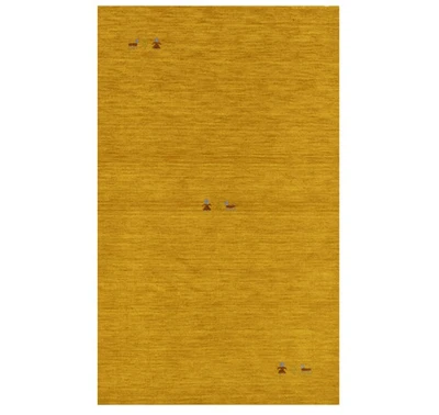 Gold Tribal Pictorial Design Small 3X5 Gabbeh Modern Rug Entryway 3'1x4'11 - Image 1 of 4