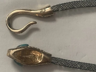 Collar Betsey Johnson Cristal Relleno Malla Cabeza de Serpiente Colgante Gancho Foto 1 de 4