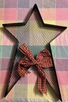 Dark Brown Country Star Metal Wall Sconce Candle Holder Christmas Red Bow - Image 1 of 4