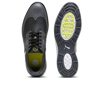 NUEVO Zapatos de golf Puma Avant punta de ala cuero negro para hombre talla 9 Foto 1 de 4