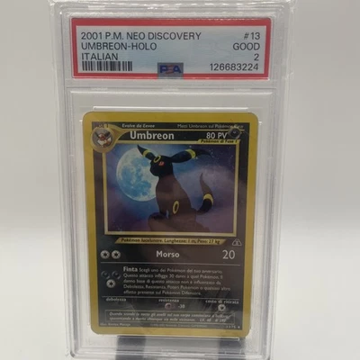 PSA 2 POP 1 Italian 2001 Neo Discovery Umbreon 13/75 Holo Foil Pokemon Moonbreon - Image 1 of 4