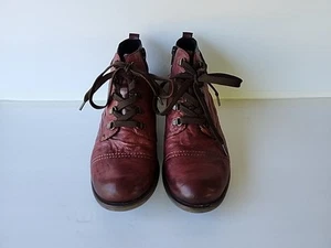 Remonte Tex Burgundy / Brown Lace Up Boots Side Zip Women's 40 US Size 9-9.5 - Picture 1 of 11